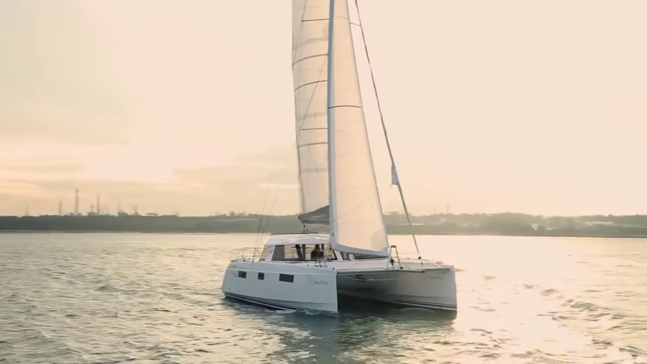 Nautitech Open 40 sailing on a yacht delivery to Southampton.