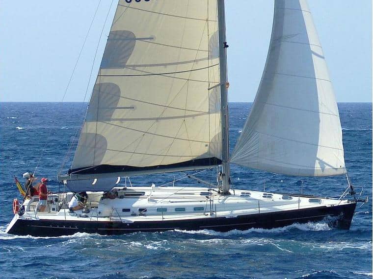 Yacht sailing on delivery to spain