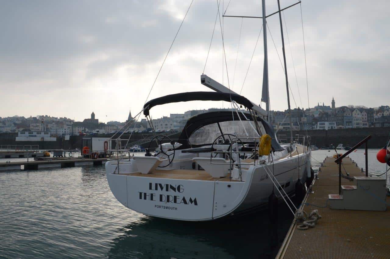 Yacht moored in Guernsey