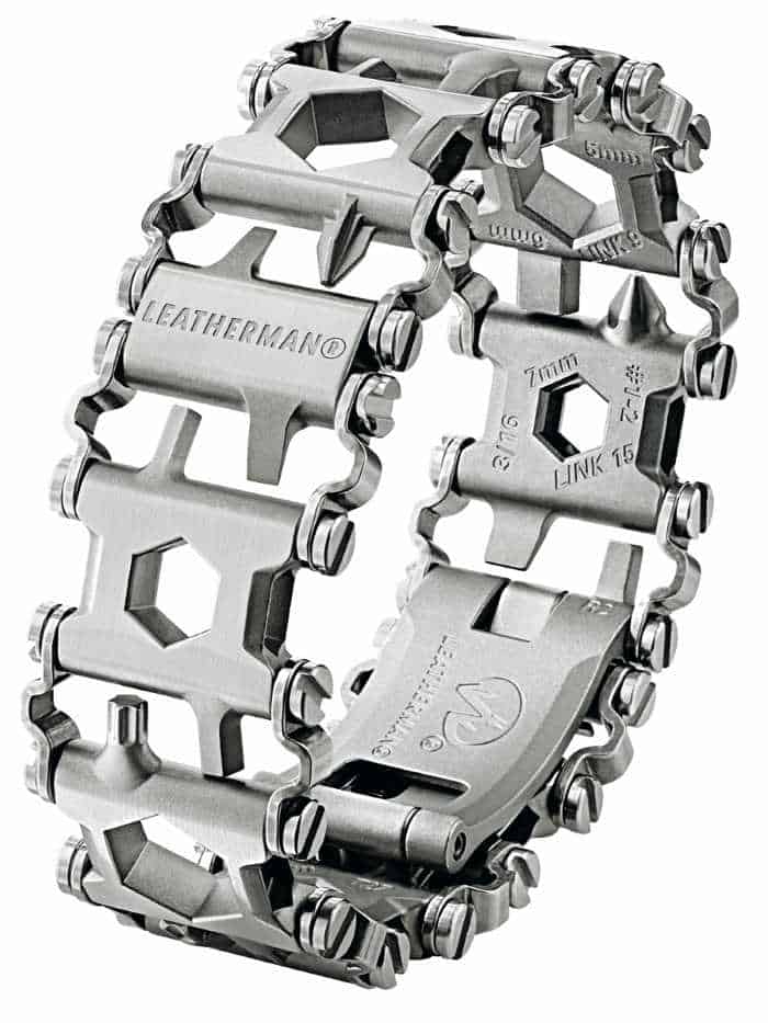 Stock photo of a Leatherman tool bracelet.