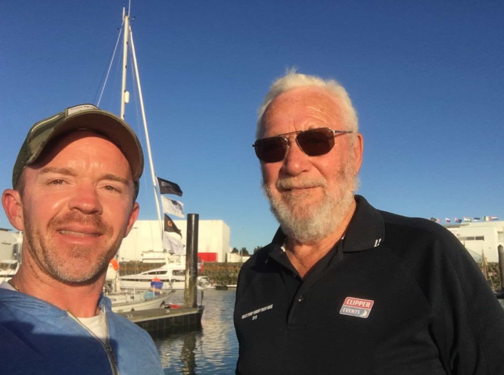 Halcyon Yachts Delivery crew meets Sir Robin Knox Johnston