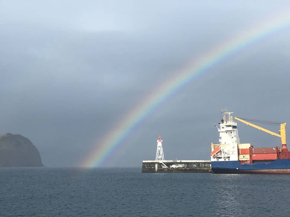 A rainbow at sea