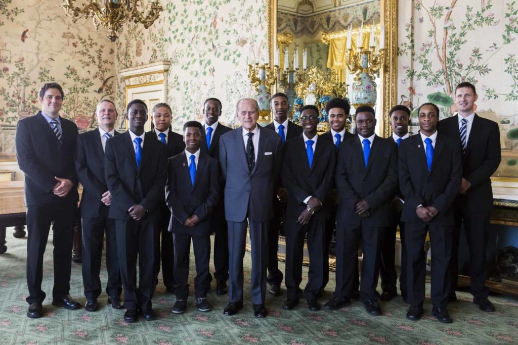 Team Scaramouch with HRH Prince Philip at Buckingham Palace