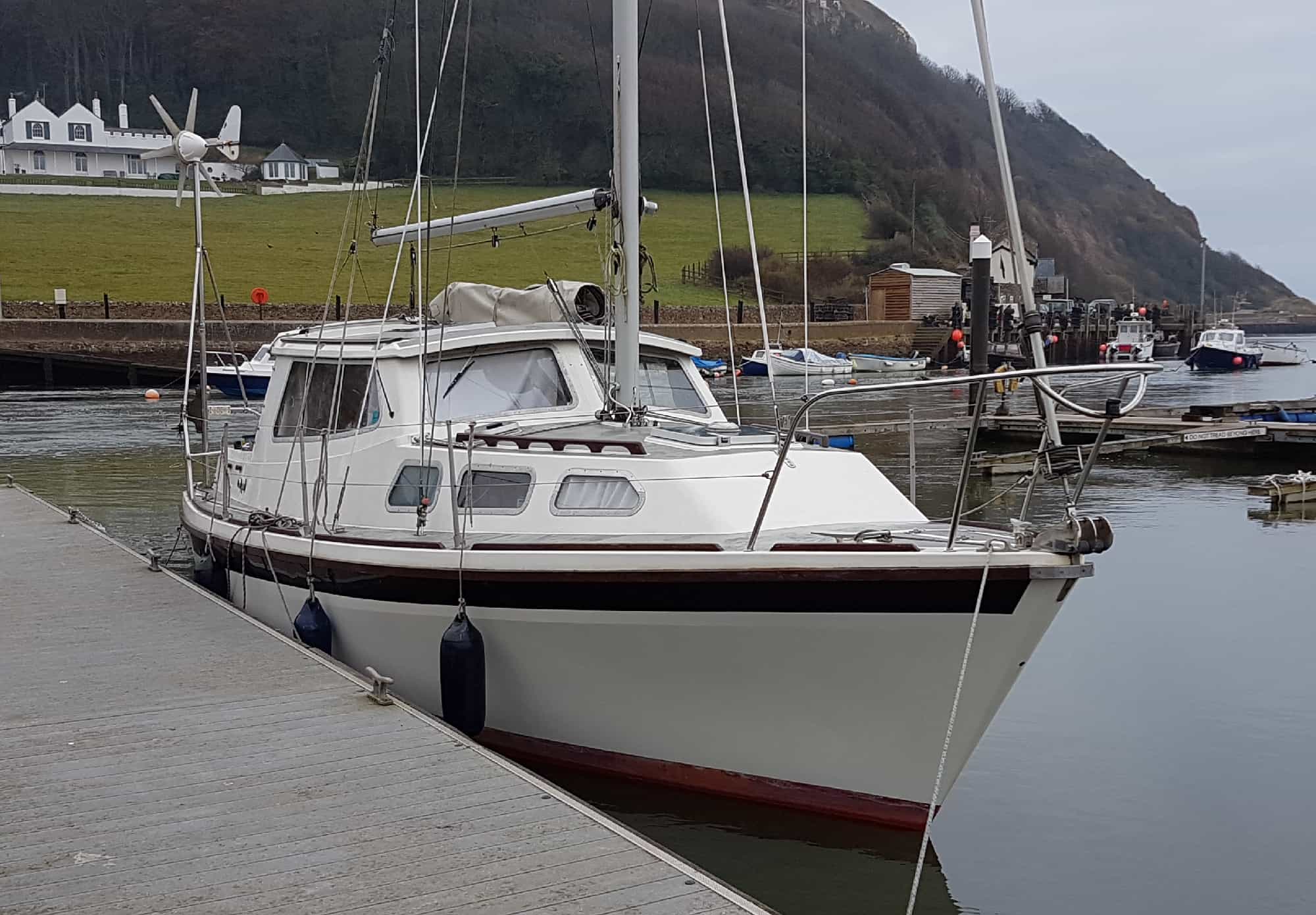 A Westerly Konsort Duo yacht moored up and ready to deliver to Scotland.