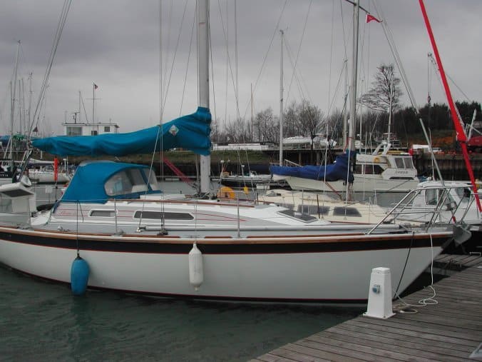 A Westerly Storm yacht moored up and ready for delivery to Ipswich