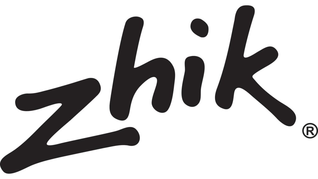 Zhik sailing clothes logo. Black writing saying Zhik.