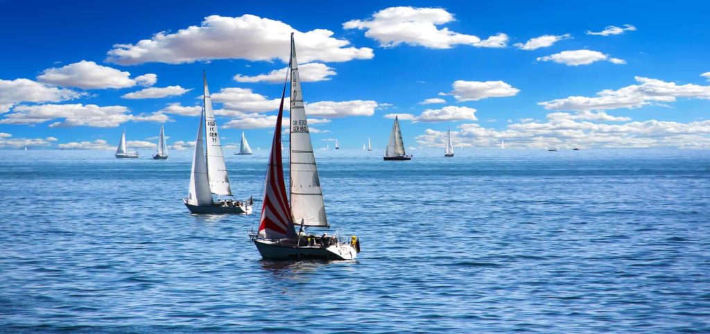 Blue skies and sailing boats