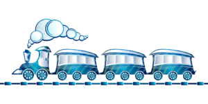 A cartoon of a train
