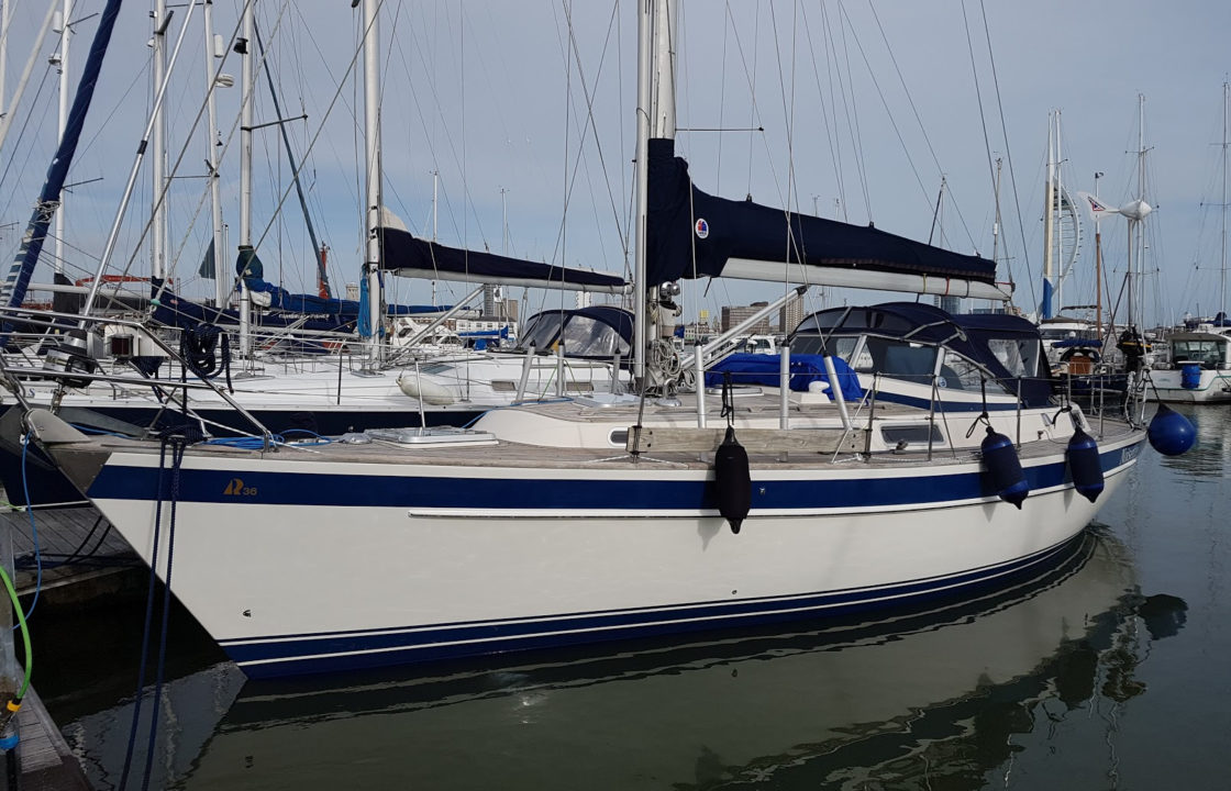 Hallberg Rassy 36 safely tied up after a yacht delivery from Spain to the UK.