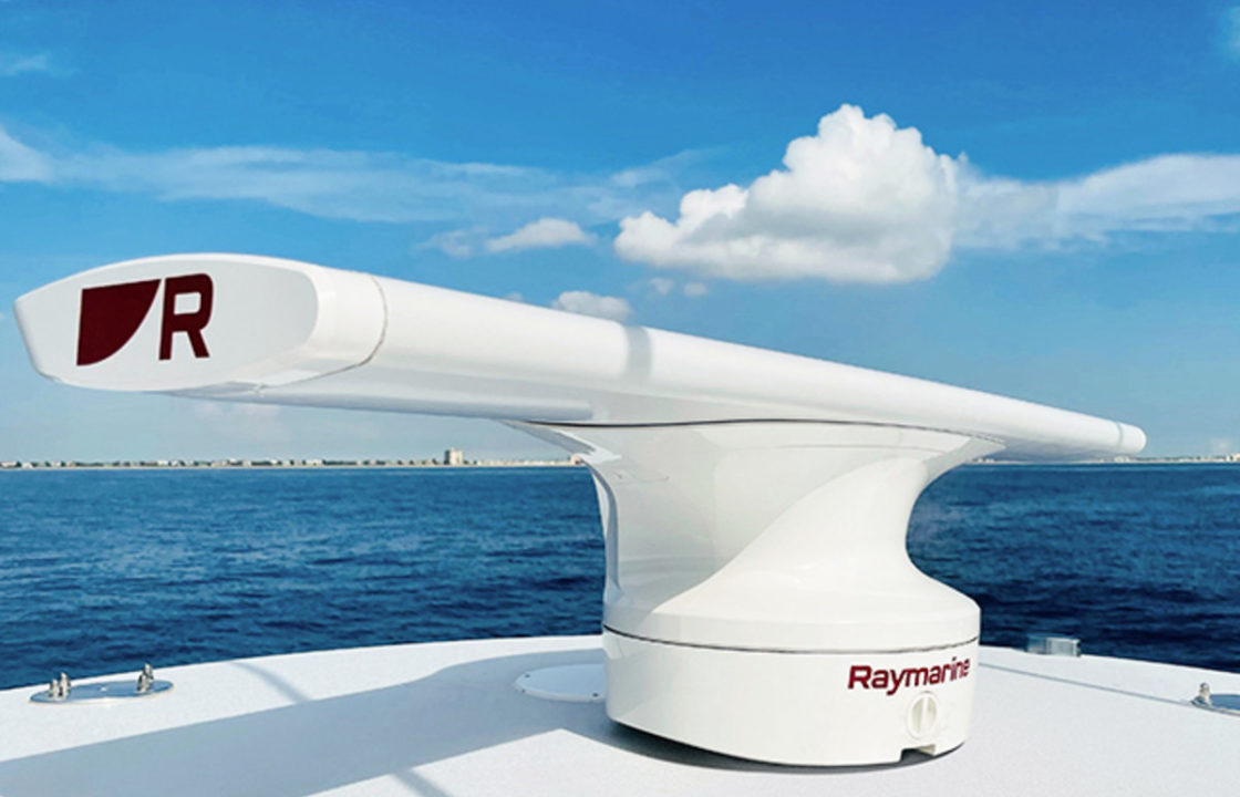 Raymarine Cyclone Radar, marine electronics, mounted on a motor yacht that is on delivery.