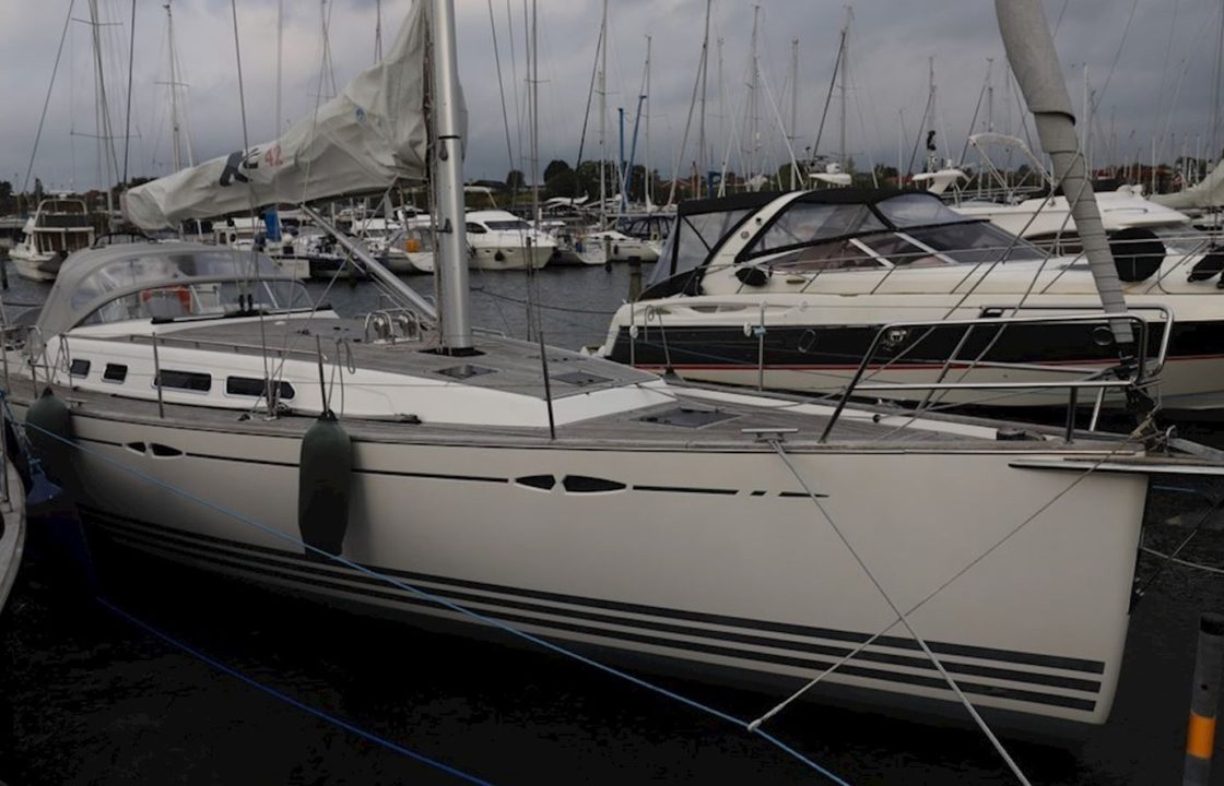 X Yachts XC42 yacht moored up and ready for delivery to Haslar.