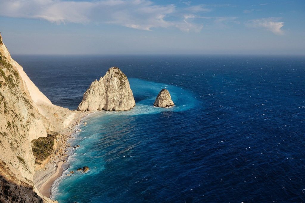 The rocky coastline of Greece.