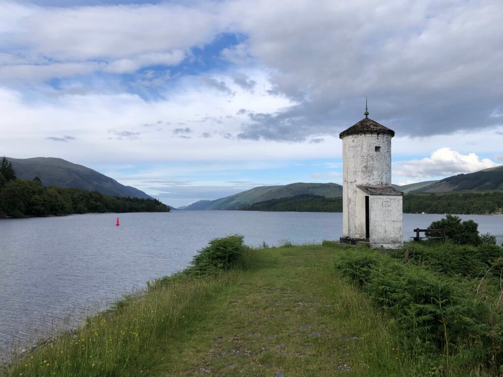 West Approach to Loch Lochy, view of light house and Loch - Caledonian Canal