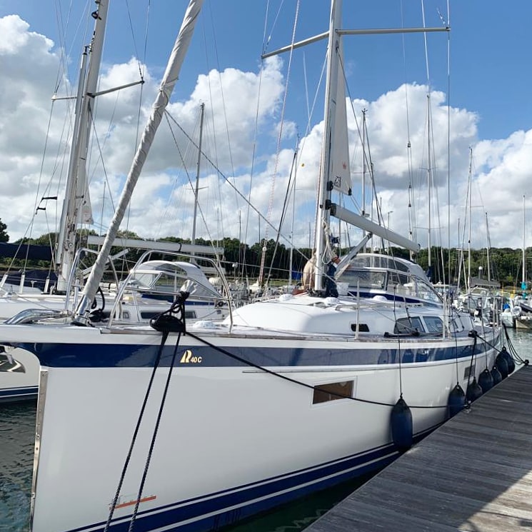 Hallberg Rassy 40C moored up after the delivery from Sweden to the UK