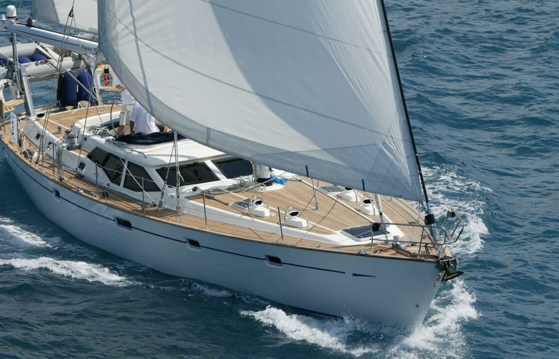 Oyster 56 yacht under full sail and on her way to Lagos