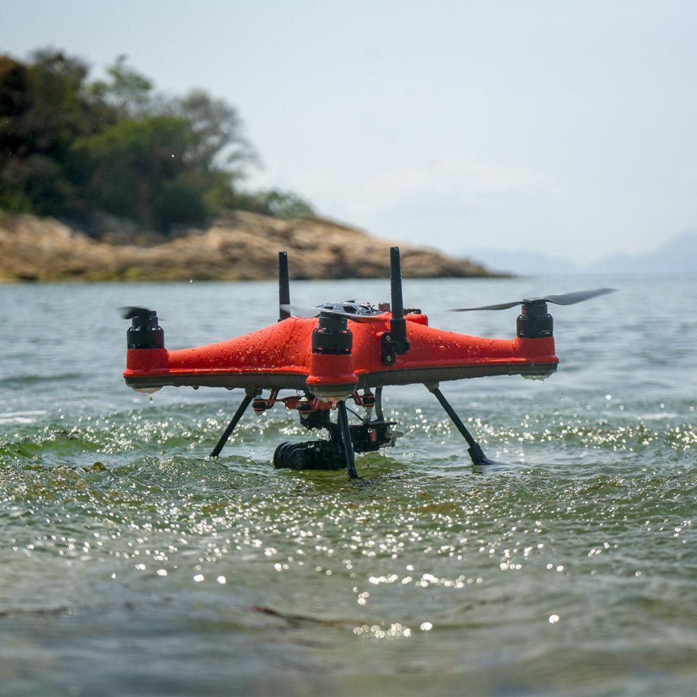 Swellpro drone taking off from the sea